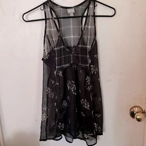 Converse Sheer multi pattern top, has plaid pattern on the top & floral bottom